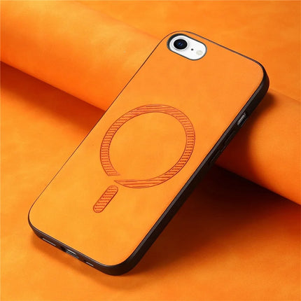 For iPhone 16e Leather Back Case Compatible with MagSafe Skin-Touch Phone Cover