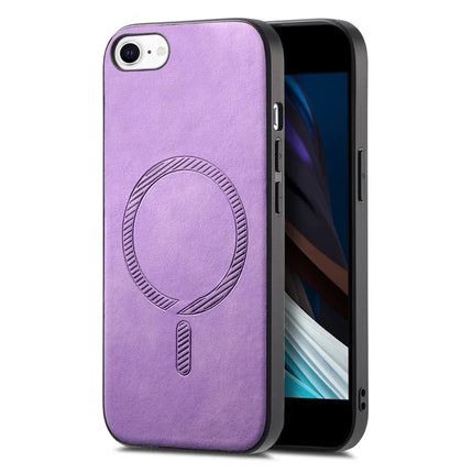 For iPhone 16e Leather Back Case Compatible with MagSafe Skin-Touch Phone Cover - Purple