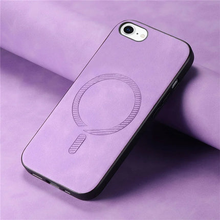 For iPhone 16e Leather Back Case Compatible with MagSafe Skin-Touch Phone Cover