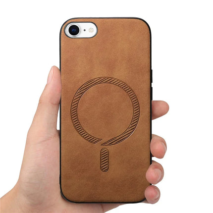 For iPhone 16e Leather Back Case Compatible with MagSafe Skin-Touch Phone Cover