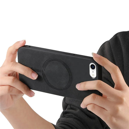 For iPhone 16e Leather Back Case Compatible with MagSafe Skin-Touch Phone Cover