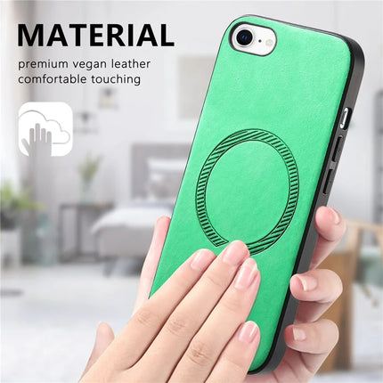 For iPhone 16e Leather Back Case Compatible with MagSafe Skin-Touch Phone Cover