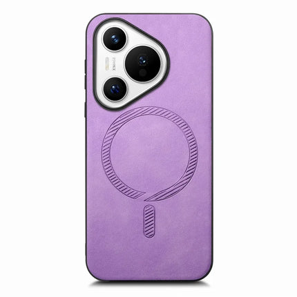 For Huawei Pura 70 Leather Back Case Compatible with MagSafe Skin-touch Phone Cover