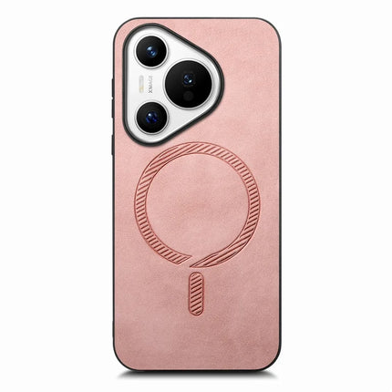 For Huawei Pura 70 Leather Back Case Compatible with MagSafe Skin-touch Phone Cover