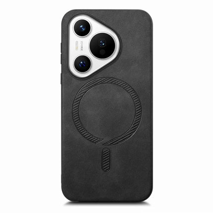 For Huawei Pura 70 Leather Back Case Compatible with MagSafe Skin-touch Phone Cover