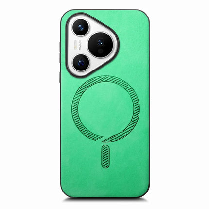 For Huawei Pura 70 Leather Back Case Compatible with MagSafe Skin-touch Phone Cover