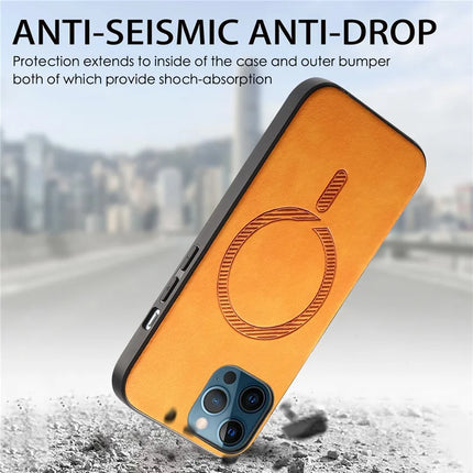 For iPhone 12 Pro Max 6.7 inch Leather Back Case Compatible with MagSafe Skin-touch Phone Cover