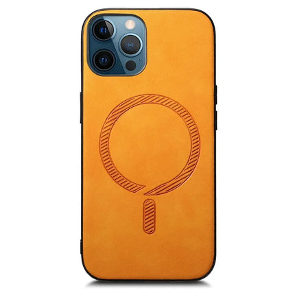 For iPhone 12 Pro Max 6.7 inch Leather Back Case Compatible with MagSafe Skin-touch Phone Cover