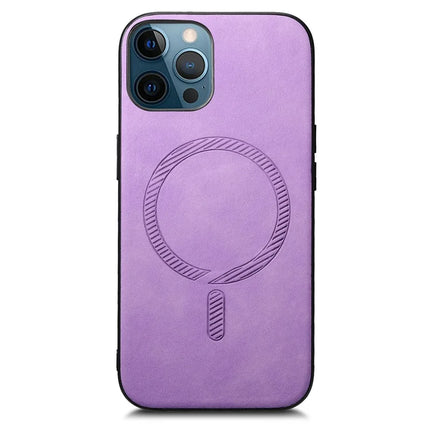 For iPhone 12 Pro Max 6.7 inch Leather Back Case Compatible with MagSafe Skin-touch Phone Cover