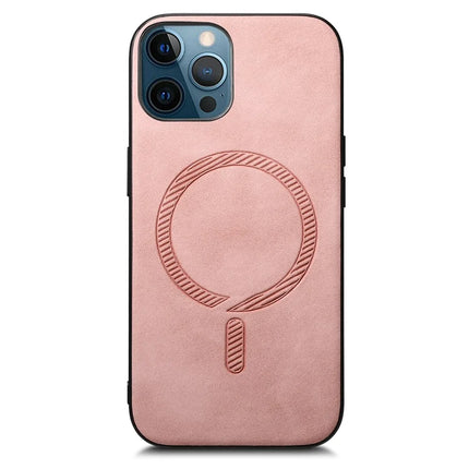 For iPhone 12 Pro Max 6.7 inch Leather Back Case Compatible with MagSafe Skin-touch Phone Cover