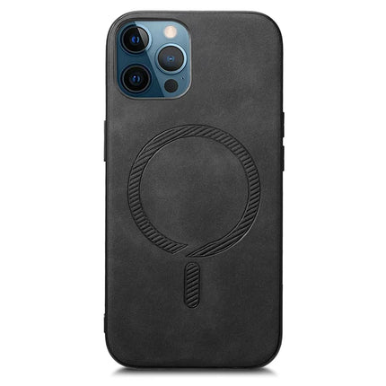For iPhone 12 Pro Max 6.7 inch Leather Back Case Compatible with MagSafe Skin-touch Phone Cover