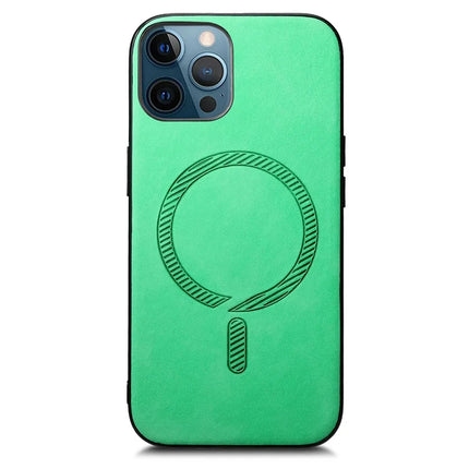 For iPhone 12 Pro Max 6.7 inch Leather Back Case Compatible with MagSafe Skin-touch Phone Cover