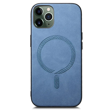 For iPhone 11 Pro Max Leather Back Case Compatible with MagSafe Skin-touch Phone Cover