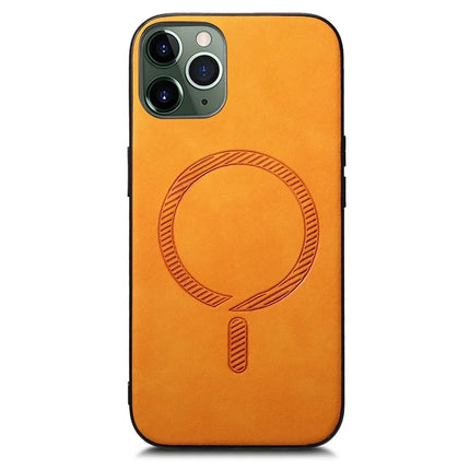 For iPhone 11 Pro Max Leather Back Case Compatible with MagSafe Skin-touch Phone Cover
