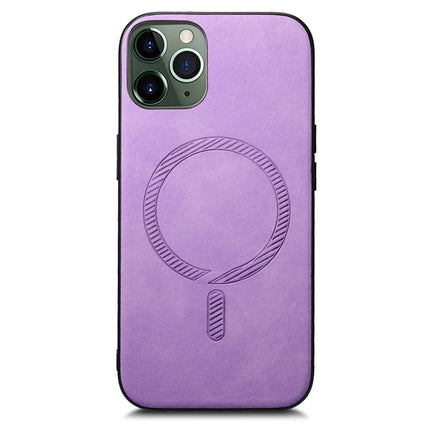 For iPhone 11 Pro Max Leather Back Case Compatible with MagSafe Skin-touch Phone Cover
