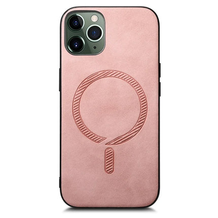 For iPhone 11 Pro Max Leather Back Case Compatible with MagSafe Skin-touch Phone Cover