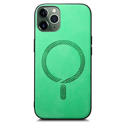 For iPhone 11 Pro Max Leather Back Case Compatible with MagSafe Skin-touch Phone Cover