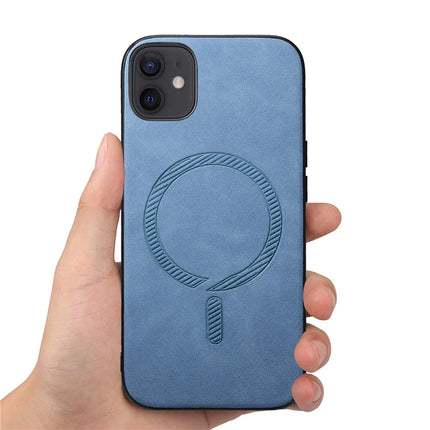 For iPhone 11 Leather Back Case Compatible with MagSafe Skin-touch Phone Cover
