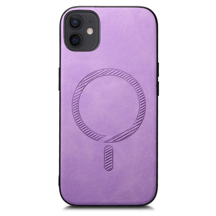 For iPhone 11 Leather Back Case Compatible with MagSafe Skin-touch Phone Cover