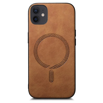For iPhone 11 Leather Back Case Compatible with MagSafe Skin-touch Phone Cover