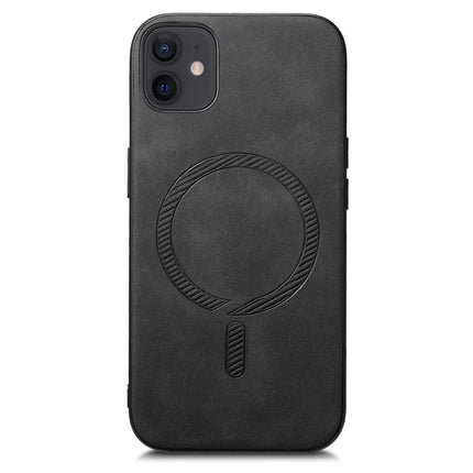 For iPhone 11 Leather Back Case Compatible with MagSafe Skin-touch Phone Cover