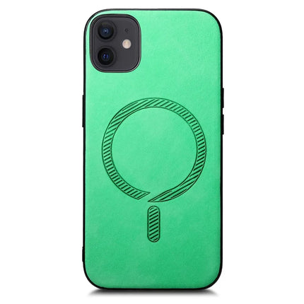 For iPhone 11 Leather Back Case Compatible with MagSafe Skin-touch Phone Cover