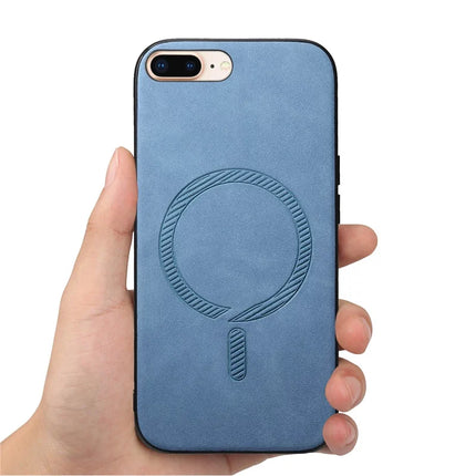 For iPhone 8 Plus 5.5 inch Leather Back Case Compatible with MagSafe Skin-touch Phone Cover