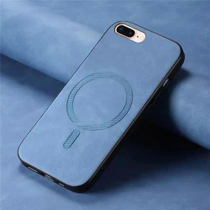 For iPhone 8 Plus 5.5 inch Leather Back Case Compatible with MagSafe Skin-touch Phone Cover