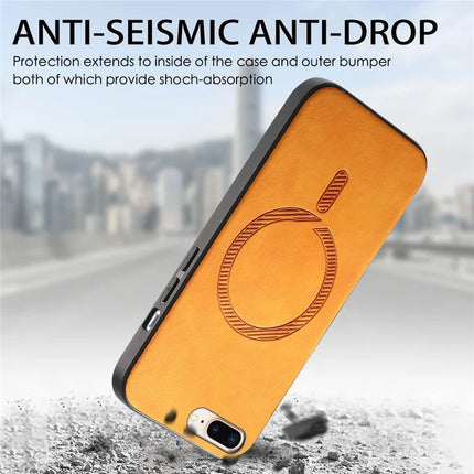 For iPhone 8 Plus 5.5 inch Leather Back Case Compatible with MagSafe Skin-touch Phone Cover
