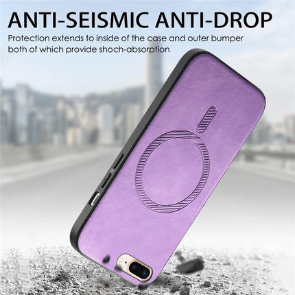 For iPhone 8 Plus 5.5 inch Leather Back Case Compatible with MagSafe Skin-touch Phone Cover