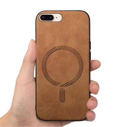 For iPhone 8 Plus 5.5 inch Leather Back Case Compatible with MagSafe Skin-touch Phone Cover