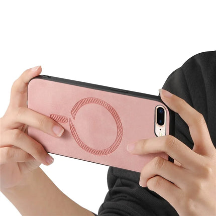 For iPhone 8 Plus 5.5 inch Leather Back Case Compatible with MagSafe Skin-touch Phone Cover