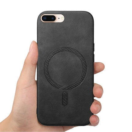 For iPhone 8 Plus 5.5 inch Leather Back Case Compatible with MagSafe Skin-touch Phone Cover