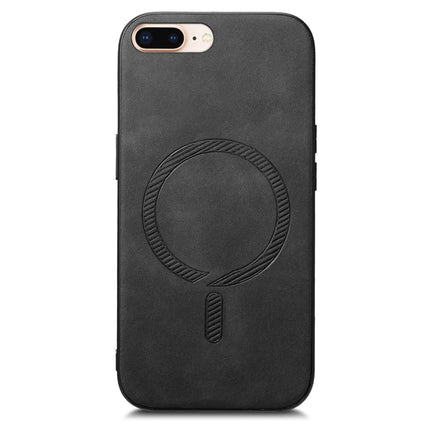 For iPhone 8 Plus 5.5 inch Leather Back Case Compatible with MagSafe Skin-touch Phone Cover