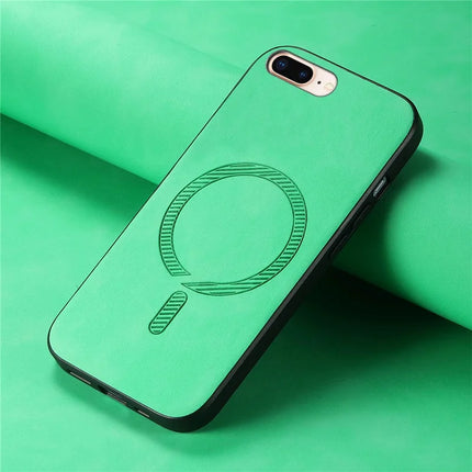 For iPhone 8 Plus 5.5 inch Leather Back Case Compatible with MagSafe Skin-touch Phone Cover