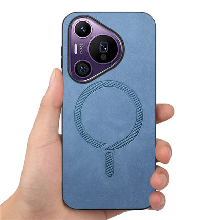 For Huawei Pura 70 Pro Leather Back Case Compatible with MagSafe Skin-touch Phone Cover