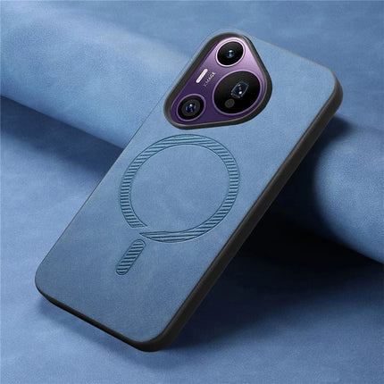 For Huawei Pura 70 Pro Leather Back Case Compatible with MagSafe Skin-touch Phone Cover