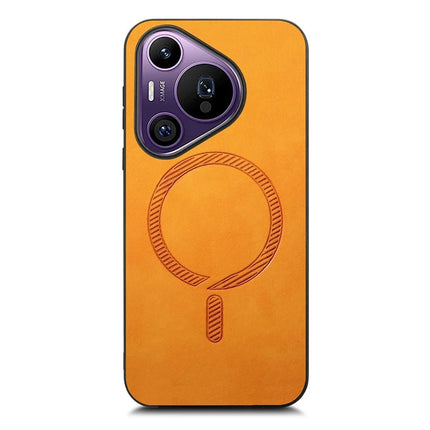 For Huawei Pura 70 Pro Leather Back Case Compatible with MagSafe Skin-touch Phone Cover
