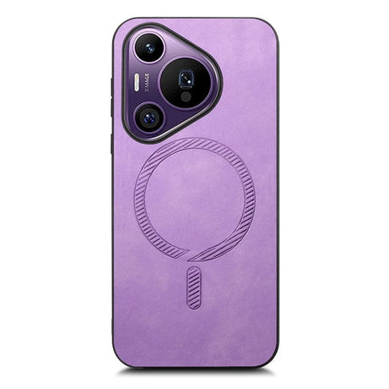 For Huawei Pura 70 Pro Leather Back Case Compatible with MagSafe Skin-touch Phone Cover