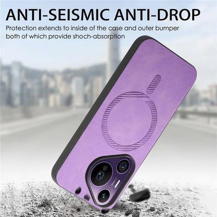 For Huawei Pura 70 Pro Leather Back Case Compatible with MagSafe Skin-touch Phone Cover