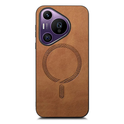 For Huawei Pura 70 Pro Leather Back Case Compatible with MagSafe Skin-touch Phone Cover