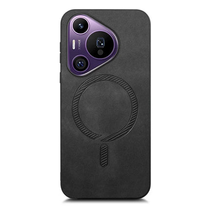 For Huawei Pura 70 Pro Leather Back Case Compatible with MagSafe Skin-touch Phone Cover