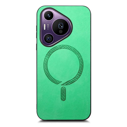 For Huawei Pura 70 Pro Leather Back Case Compatible with MagSafe Skin-touch Phone Cover