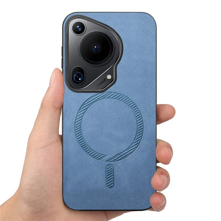 For Huawei Pura 70 Ultra Leather Back Case Compatible with MagSafe Skin-touch Phone Cover