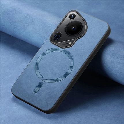 For Huawei Pura 70 Ultra Leather Back Case Compatible with MagSafe Skin-touch Phone Cover