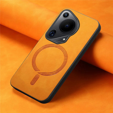 For Huawei Pura 70 Ultra Leather Back Case Compatible with MagSafe Skin-touch Phone Cover