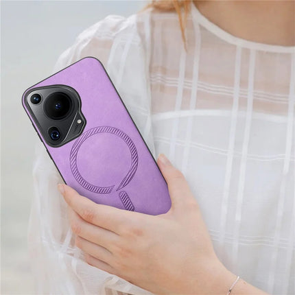 For Huawei Pura 70 Ultra Leather Back Case Compatible with MagSafe Skin-touch Phone Cover