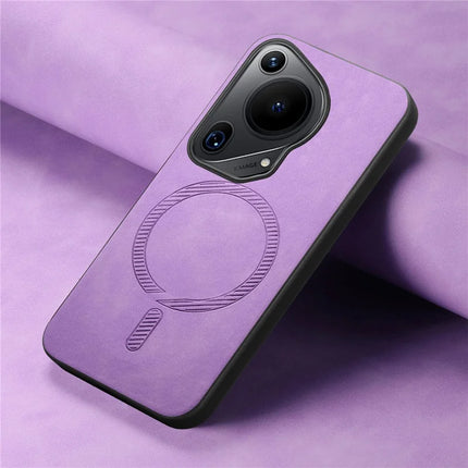 For Huawei Pura 70 Ultra Leather Back Case Compatible with MagSafe Skin-touch Phone Cover