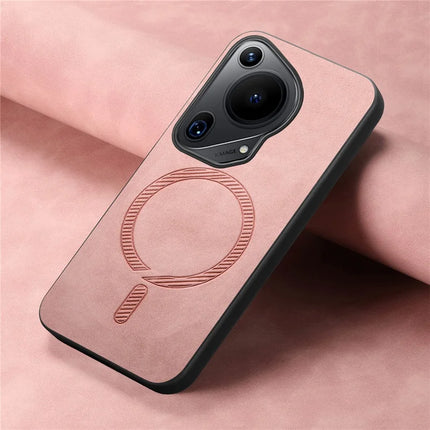 For Huawei Pura 70 Ultra Leather Back Case Compatible with MagSafe Skin-touch Phone Cover