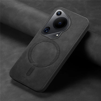 For Huawei Pura 70 Ultra Leather Back Case Compatible with MagSafe Skin-touch Phone Cover